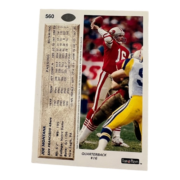 Vintage Joe Montana Lot 2 Football Cards Chiefs / 49ers - Picture 5 of 5